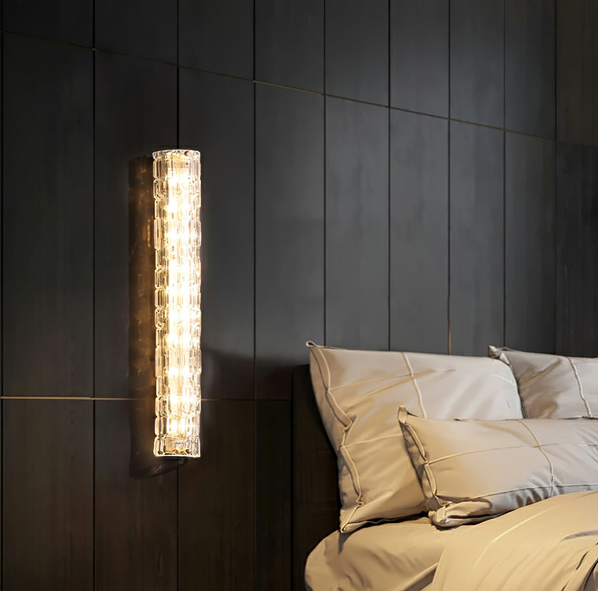 Contemporary Gold Brass & Glass Cylinder Wall Light for Indoor Living Spaces | Thomler