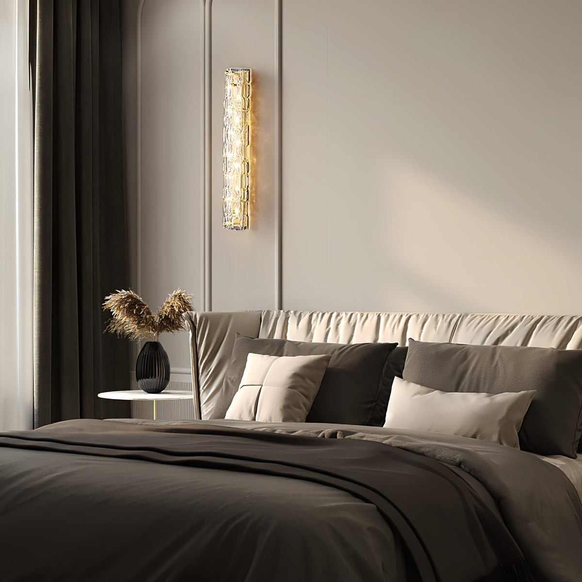 Contemporary Gold Brass & Glass Cylinder Wall Light for Indoor Living Spaces | Thomler