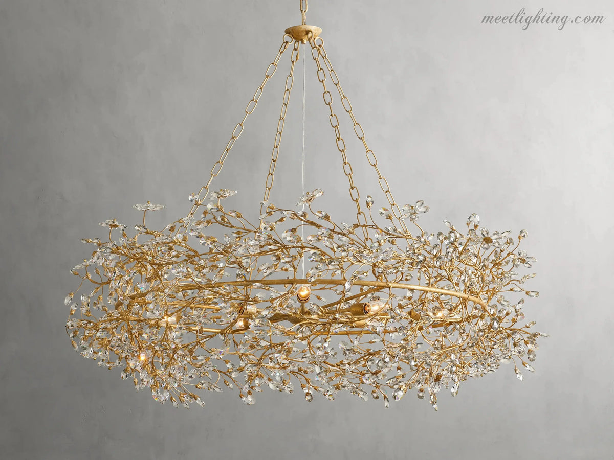 Round Multi-Light Statement Chandelier 39-60 in 6-12 Sockets Metal Crown for Dining Room Foyer Entryway Living Room | Thomler