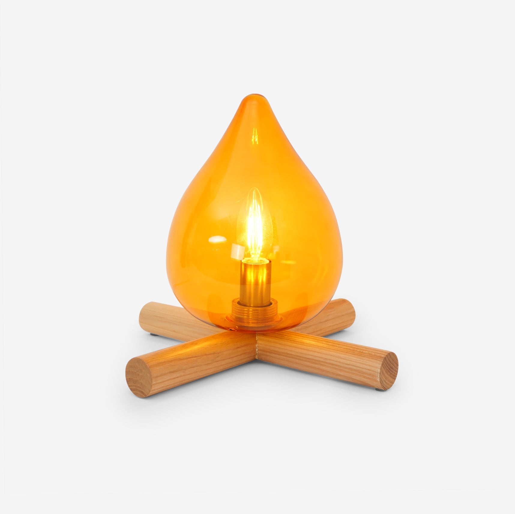 Table Lamp Wood Glass 11.8 in Orange Bedroom Desk Nightstand Ambient Lighting Three-Color Changing | Thomler