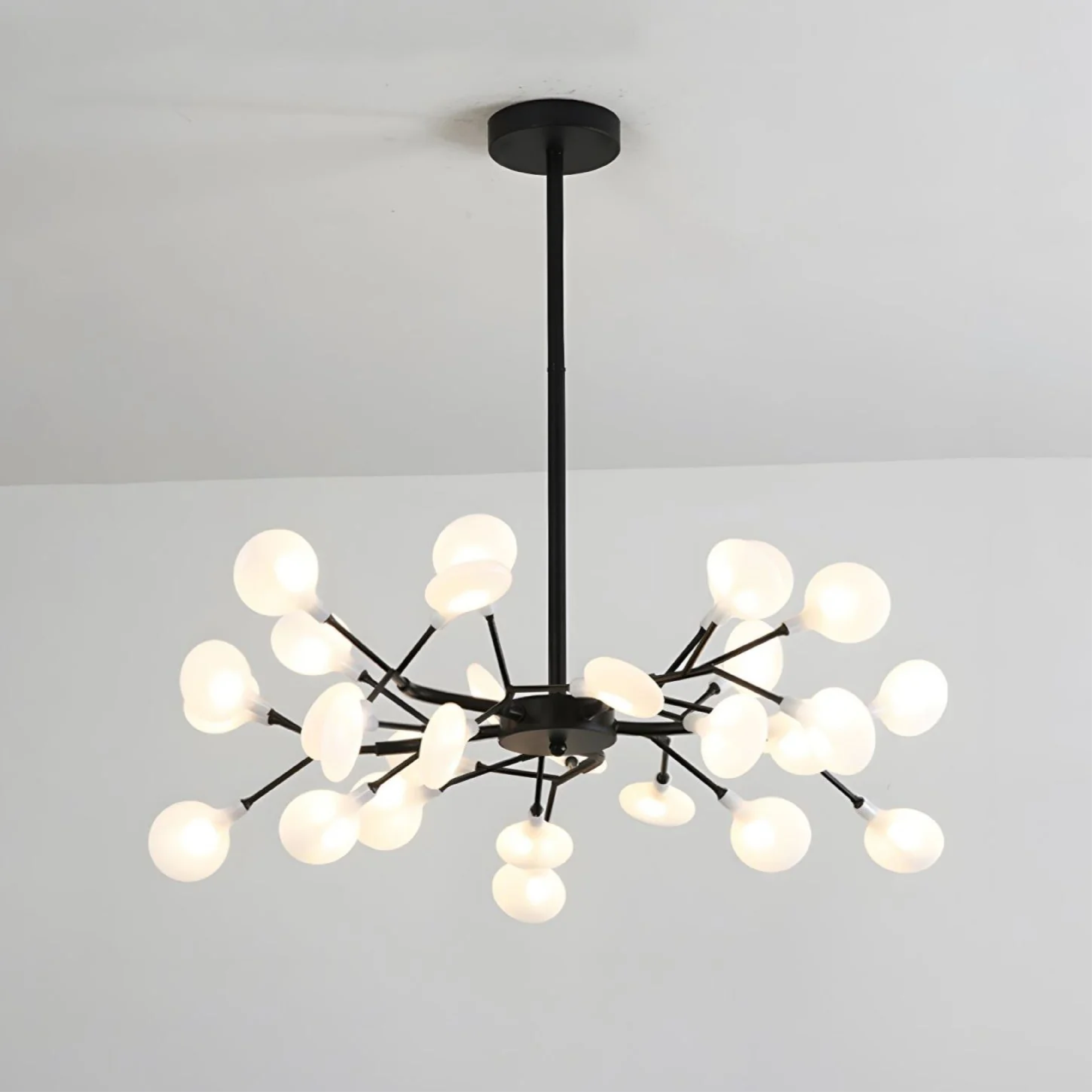 Ceiling Chandelier Metal Acrylic 177.8 cm Black Dining Room Branch LED Pendant Light Modern High Ceiling Fixture | Thomler