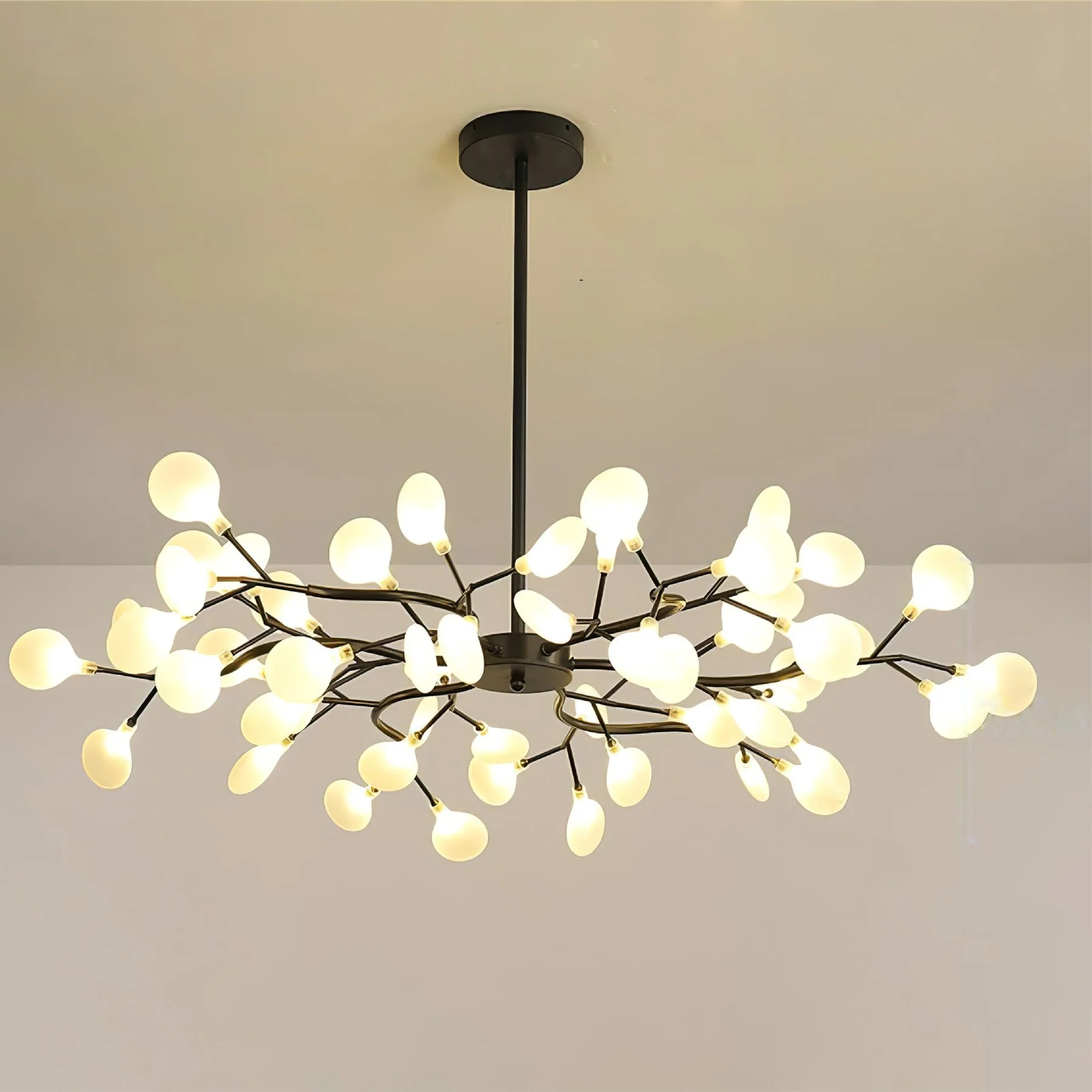 Ceiling Chandelier Metal Acrylic 177.8 cm Black Dining Room Branch LED Pendant Light Modern High Ceiling Fixture | Thomler