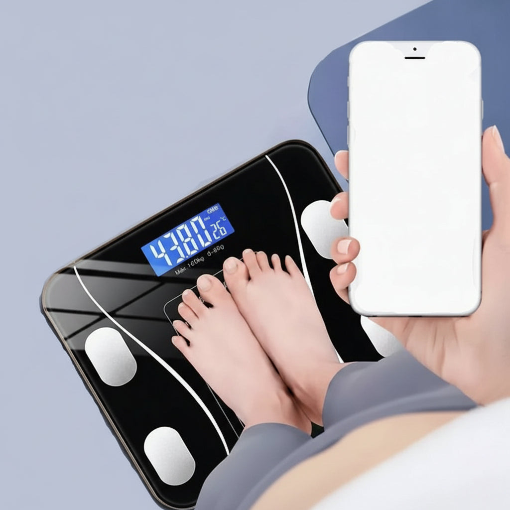 Smart Body Composition Scale with 11 Health Metrics, LED Display & App Sync for Fitness Tracking, Weight Management & Muscle Gain Monitoring | Thomler