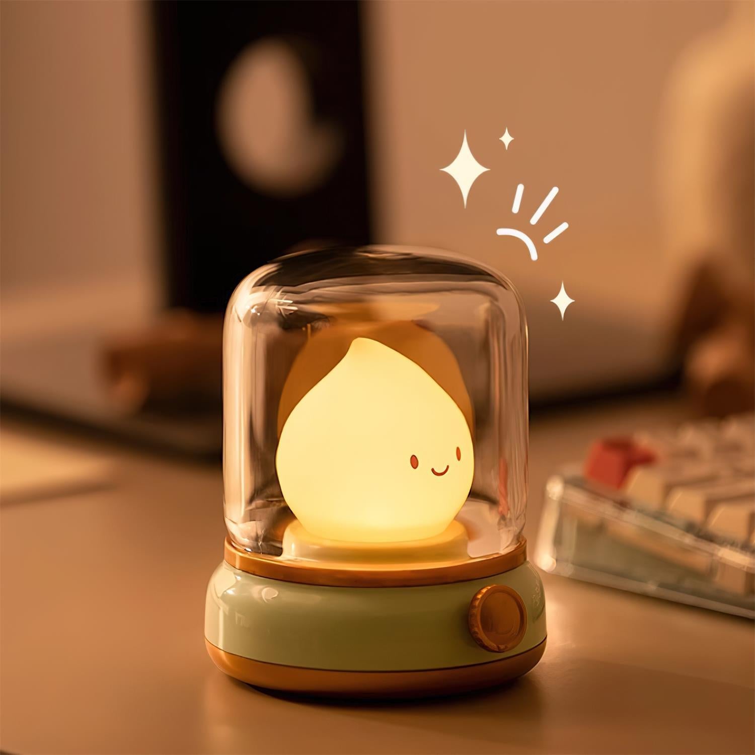 Night Light ABS Flame LED 3.9 in Adjustable Green Beige White Clear Bedroom Desk Accent Lamp | Thomler