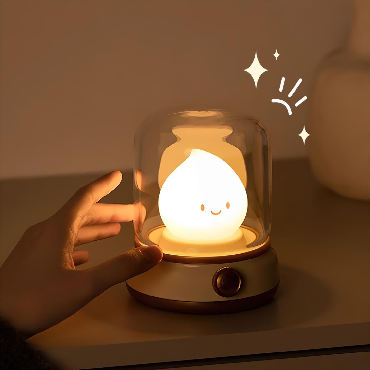 Night Light ABS Flame LED 3.9 in Adjustable Green Beige White Clear Bedroom Desk Accent Lamp | Thomler