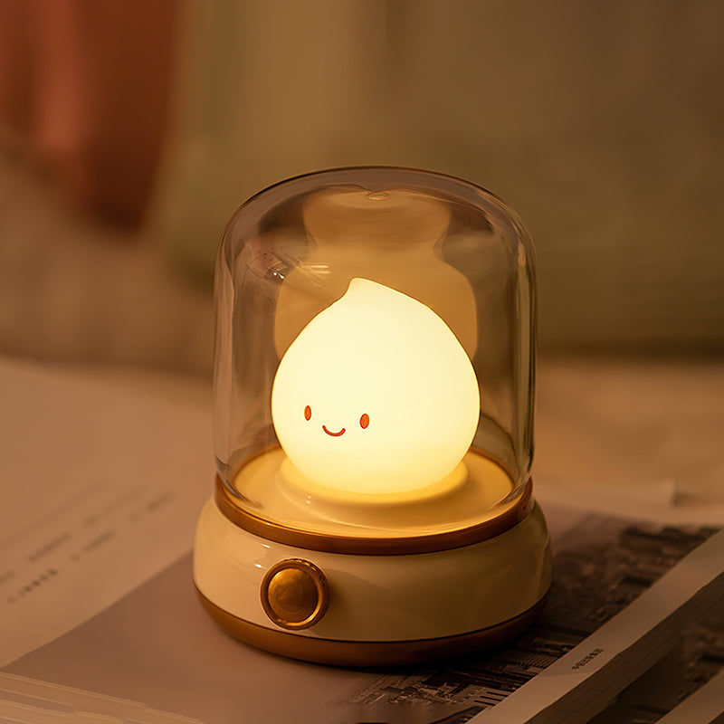 Night Light ABS Flame LED 3.9 in Adjustable Green Beige White Clear Bedroom Desk Accent Lamp | Thomler