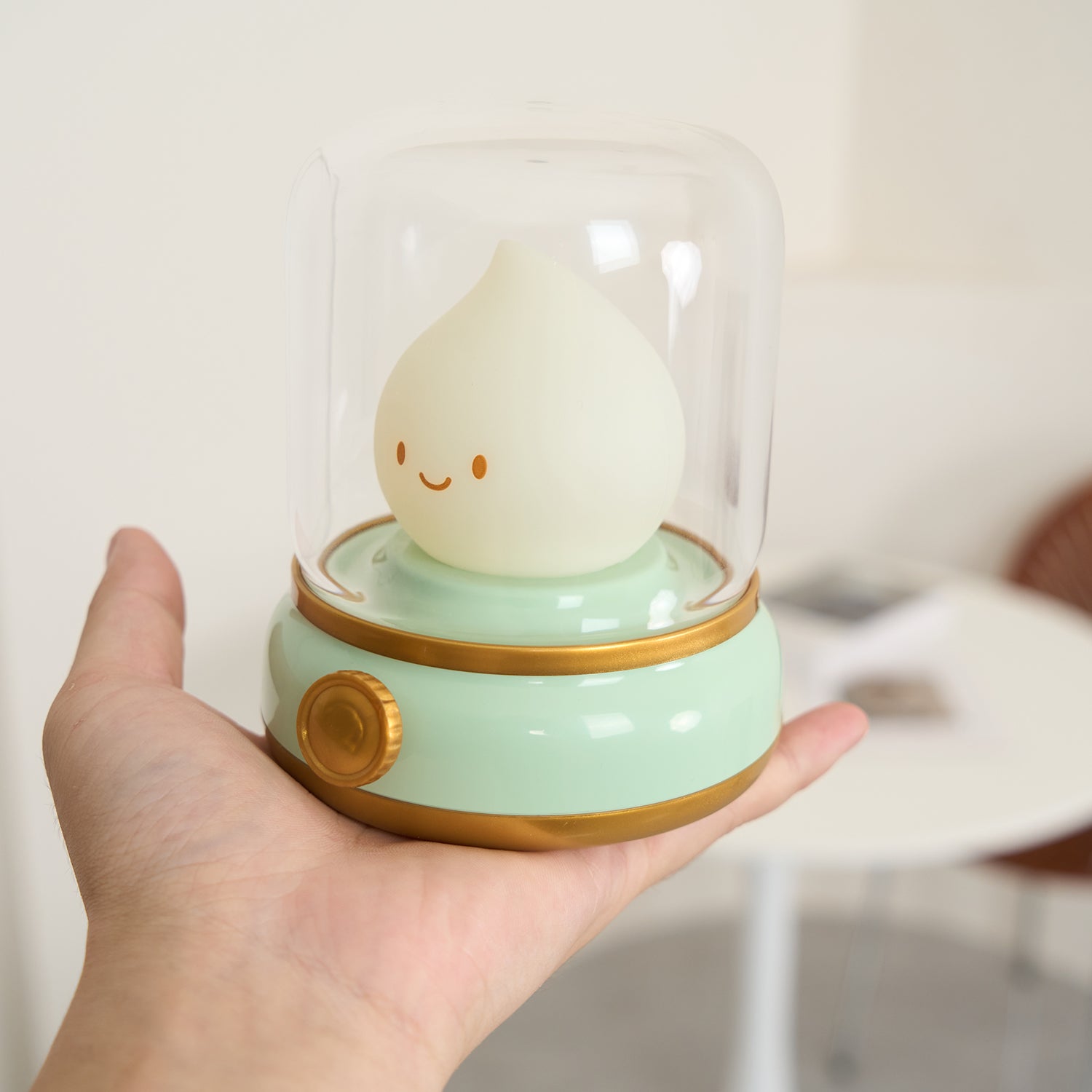 Night Light ABS Flame LED 3.9 in Adjustable Green Beige White Clear Bedroom Desk Accent Lamp | Thomler