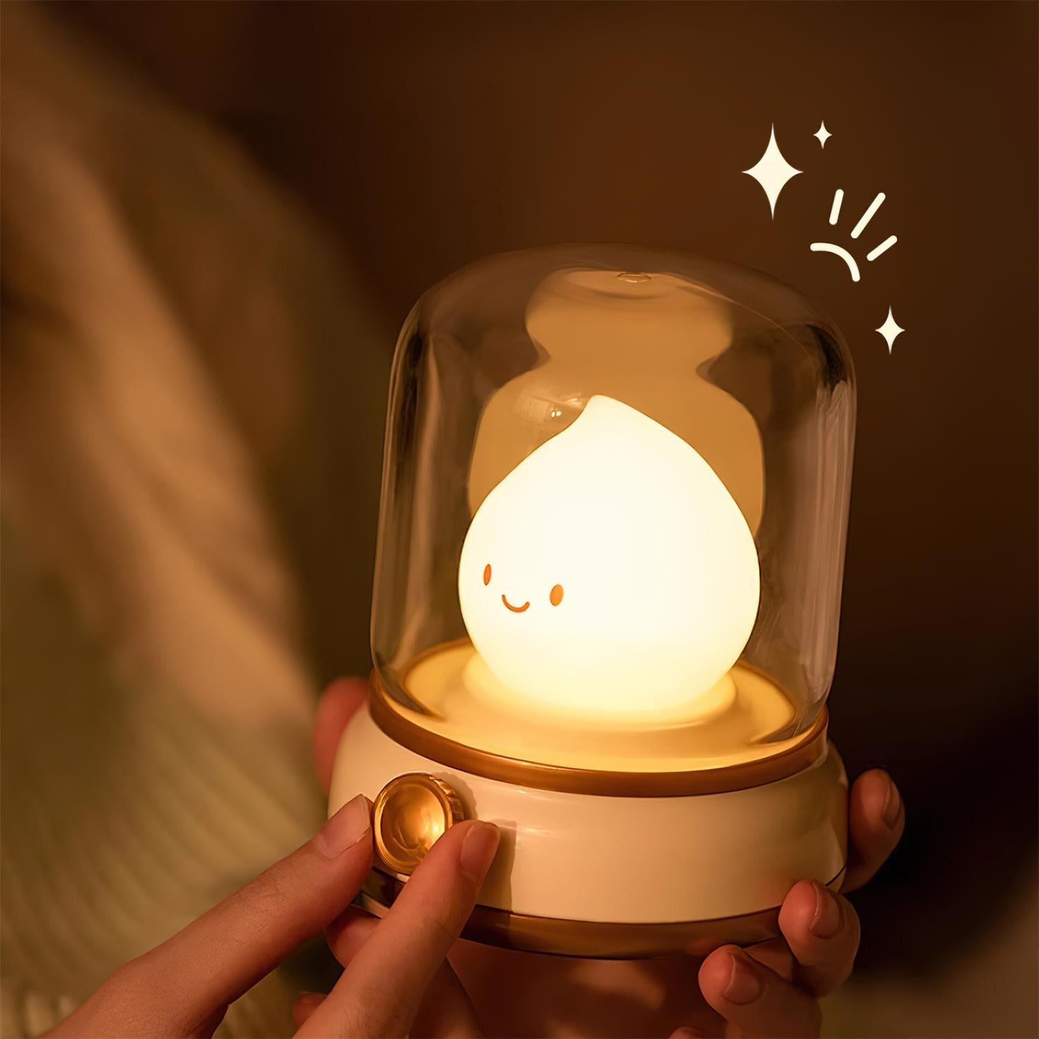 Night Light ABS Flame LED 3.9 in Adjustable Green Beige White Clear Bedroom Desk Accent Lamp | Thomler