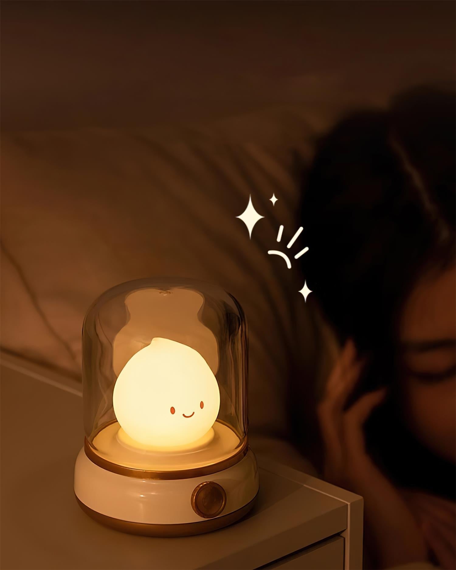 Night Light ABS Flame LED 3.9 in Adjustable Green Beige White Clear Bedroom Desk Accent Lamp | Thomler