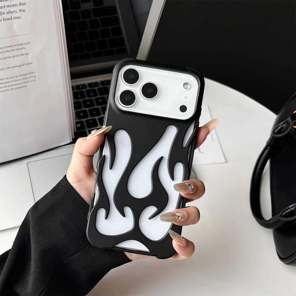 Flame-Patterned Vented iPhone Case with Shock Absorption and Heat Dissipation for iPhone 13, 14, 15, 16, 17, Air, Pro, Pro Max Models | Thomler
