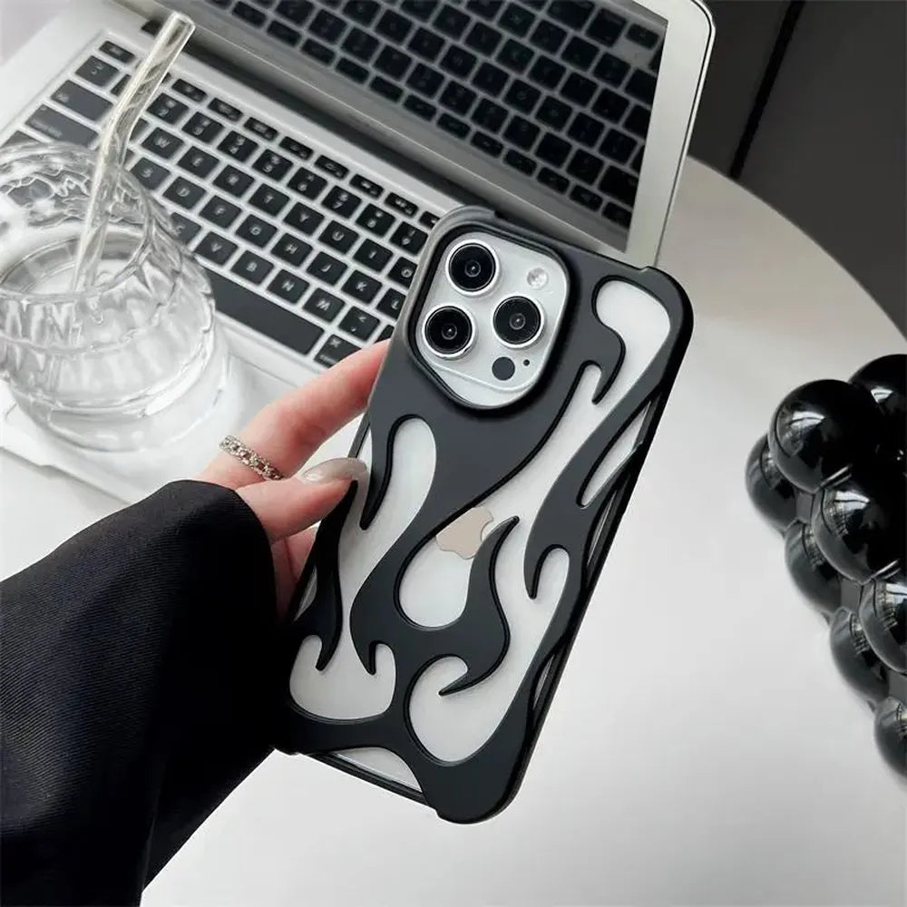 Flame-Patterned Vented iPhone Case with Shock Absorption and Heat Dissipation for iPhone 13, 14, 15, 16, 17, Air, Pro, Pro Max Models | Thomler