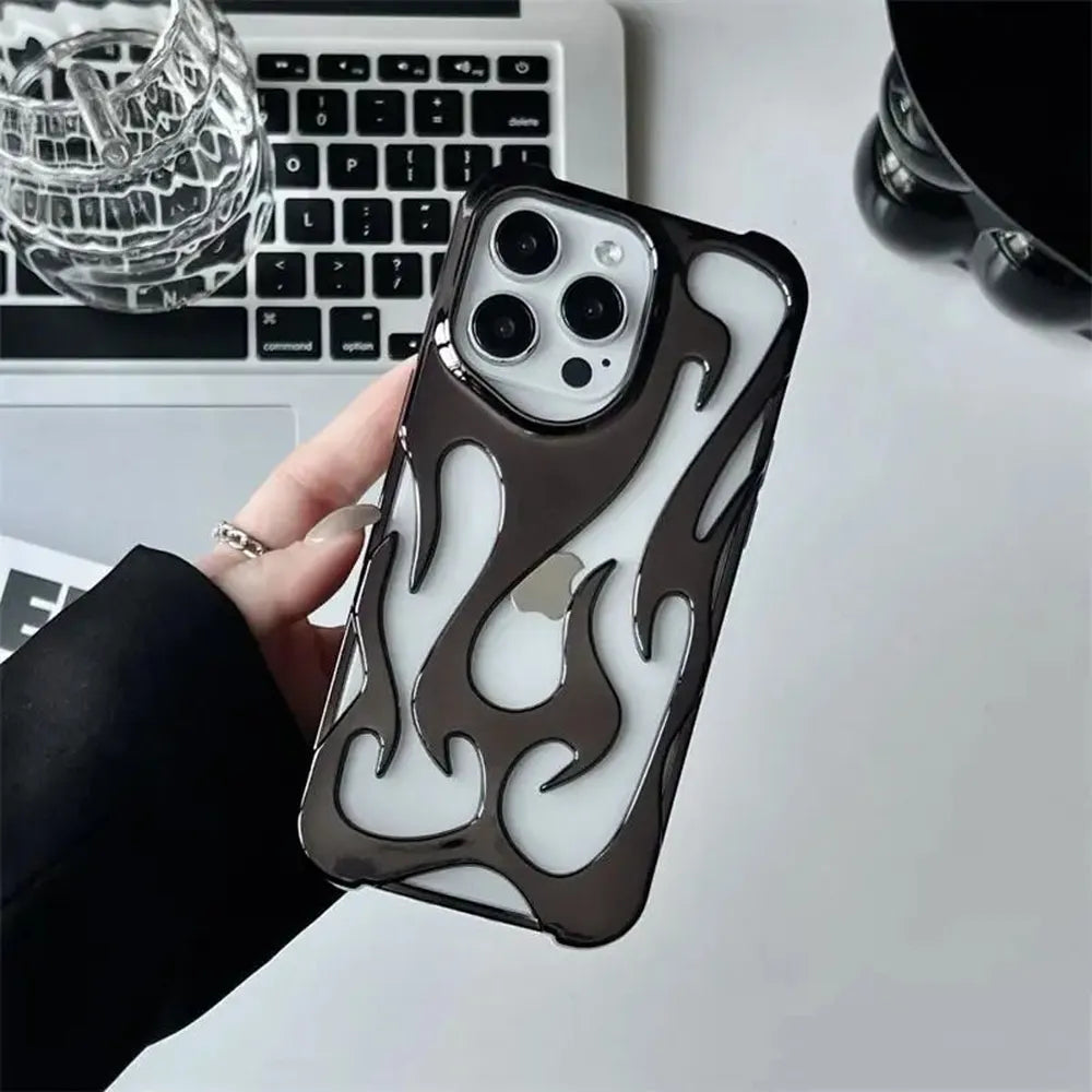 Flame-Patterned Vented iPhone Case with Shock Absorption and Heat Dissipation for iPhone 13, 14, 15, 16, 17, Air, Pro, Pro Max Models | Thomler