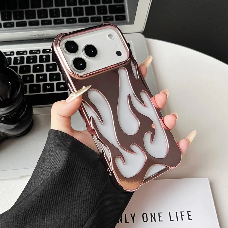Flame-Patterned Vented iPhone Case with Shock Absorption and Heat Dissipation for iPhone 13, 14, 15, 16, 17, Air, Pro, Pro Max Models | Thomler