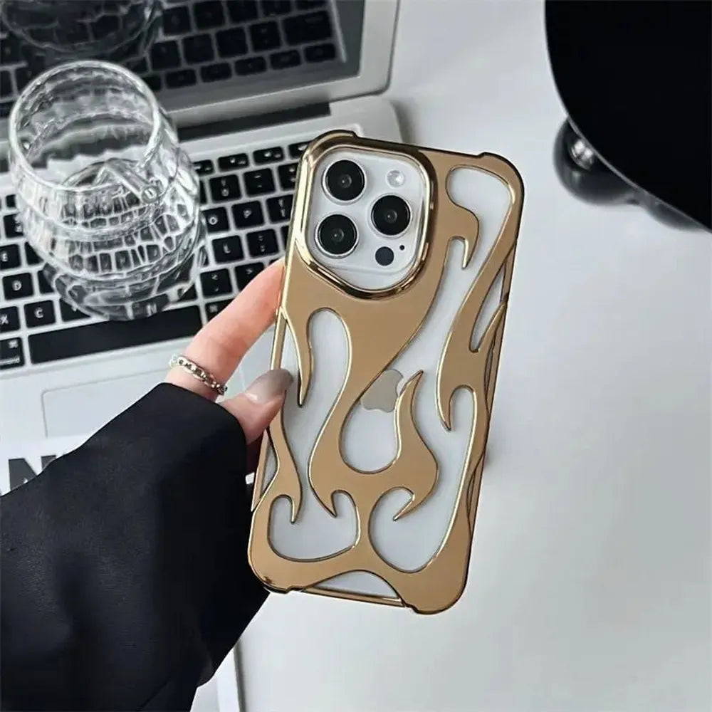 Flame-Patterned Vented iPhone Case with Shock Absorption and Heat Dissipation for iPhone 13, 14, 15, 16, 17, Air, Pro, Pro Max Models | Thomler