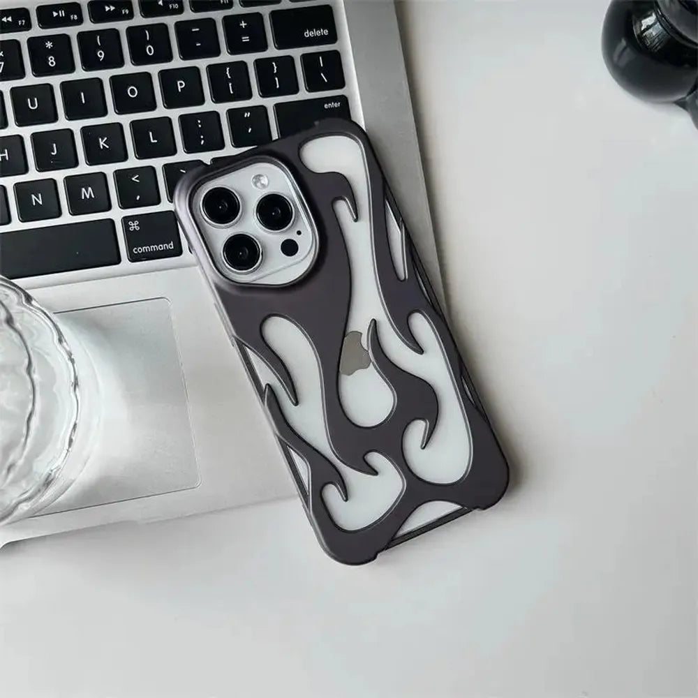 Flame-Patterned Vented iPhone Case with Shock Absorption and Heat Dissipation for iPhone 13, 14, 15, 16, 17, Air, Pro, Pro Max Models | Thomler