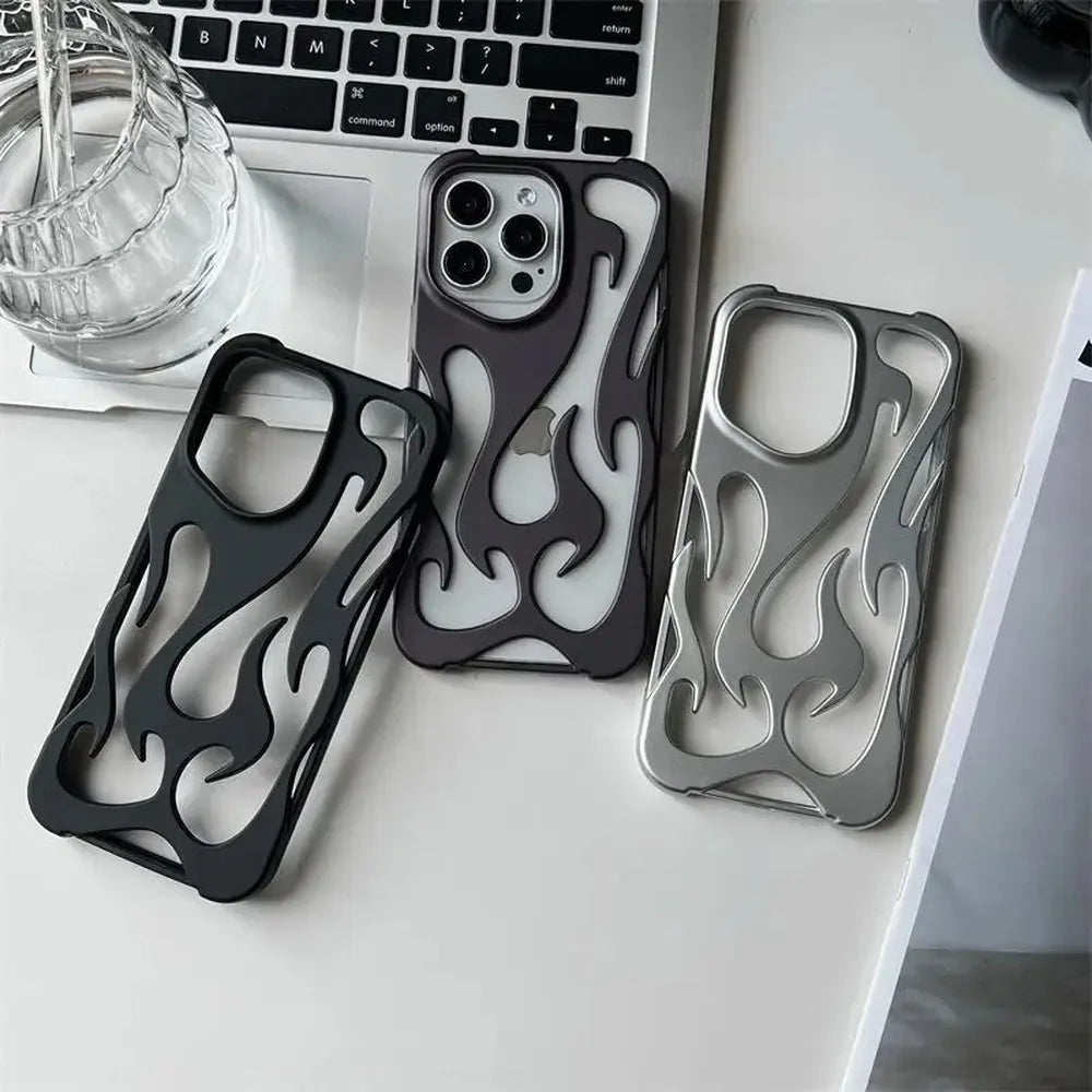 Flame-Patterned Vented iPhone Case with Shock Absorption and Heat Dissipation for iPhone 13, 14, 15, 16, 17, Air, Pro, Pro Max Models | Thomler