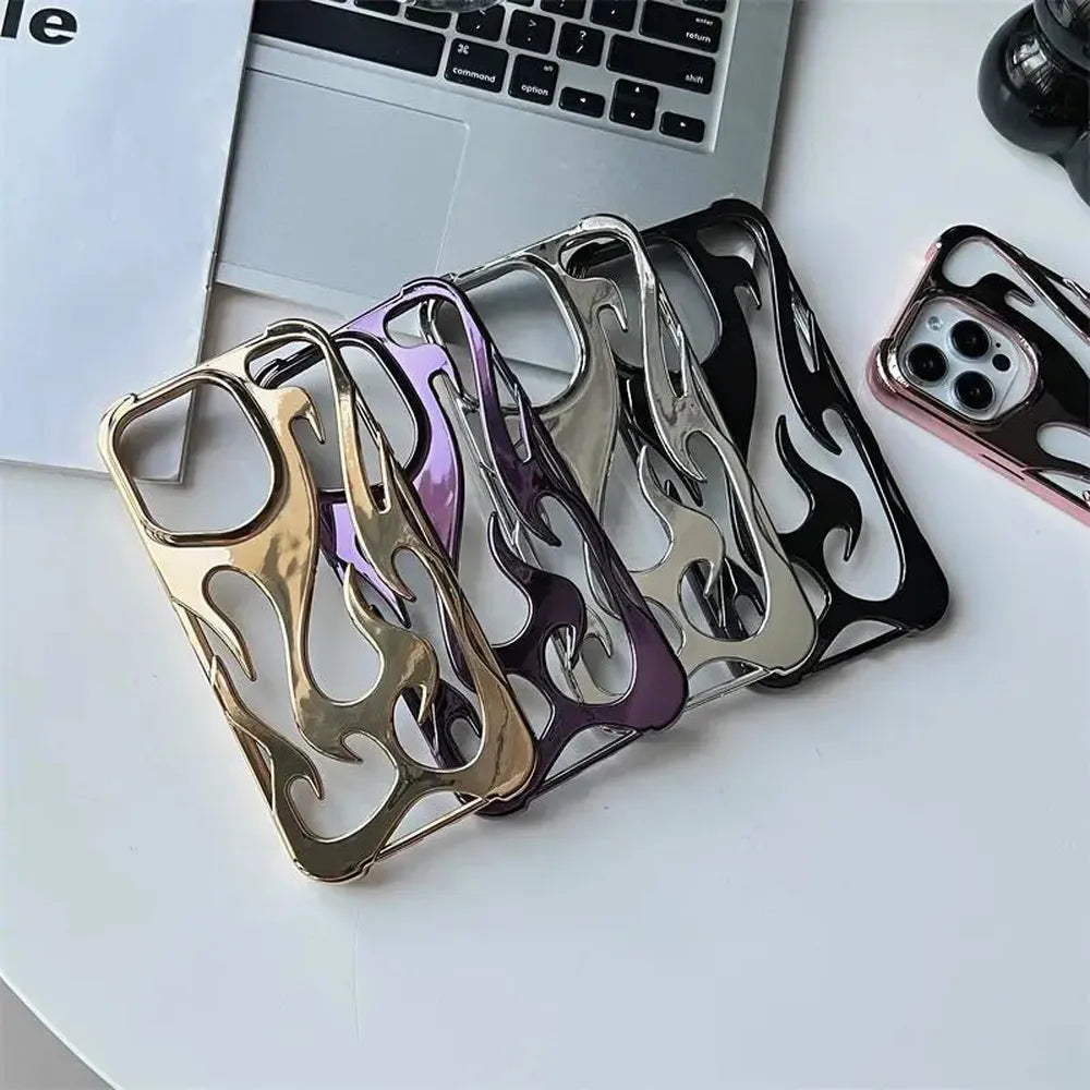 Flame-Patterned Vented iPhone Case with Shock Absorption and Heat Dissipation for iPhone 13, 14, 15, 16, 17, Air, Pro, Pro Max Models | Thomler