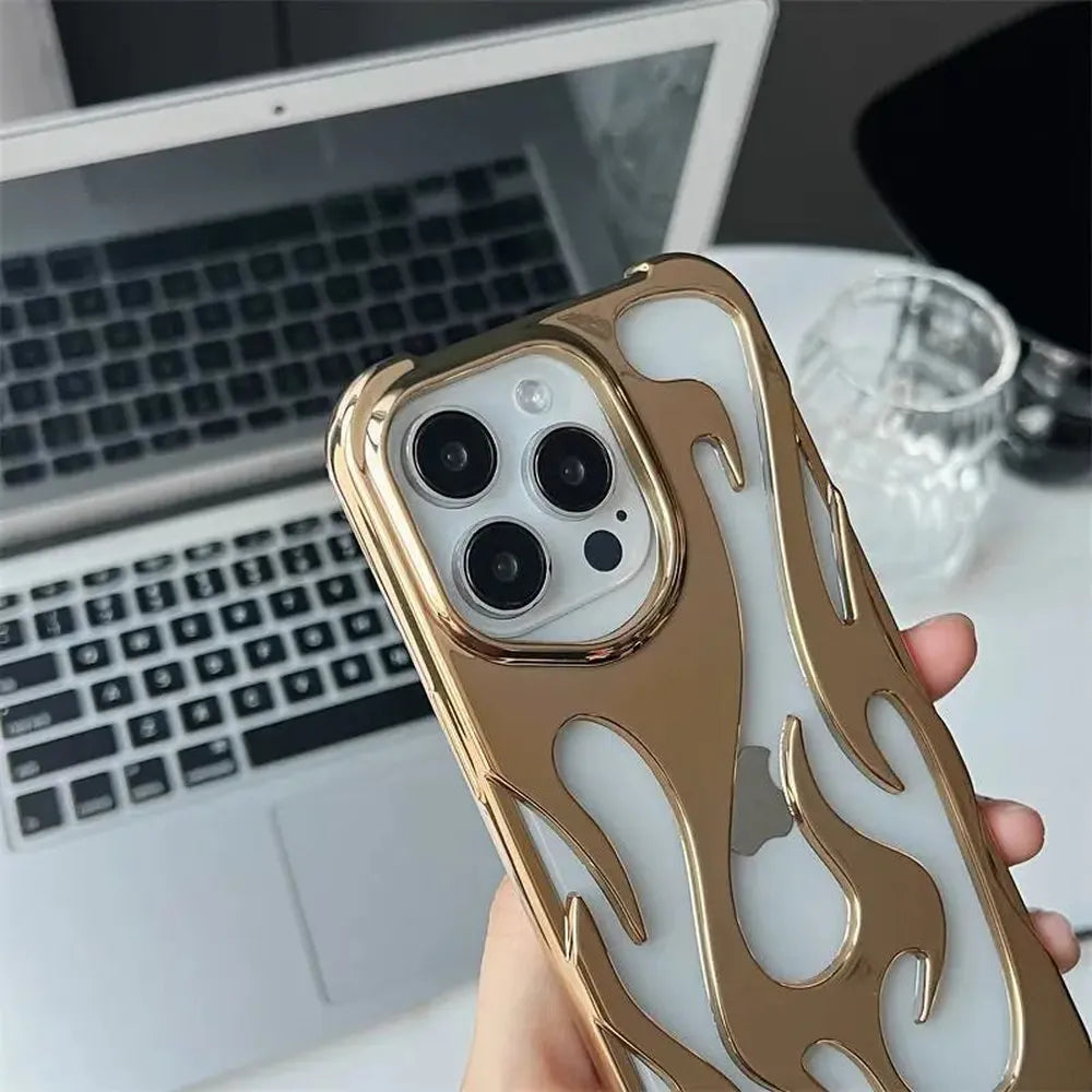Flame-Patterned Vented iPhone Case with Shock Absorption and Heat Dissipation for iPhone 13, 14, 15, 16, 17, Air, Pro, Pro Max Models | Thomler