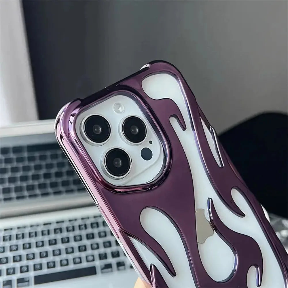 Flame-Patterned Vented iPhone Case with Shock Absorption and Heat Dissipation for iPhone 13, 14, 15, 16, 17, Air, Pro, Pro Max Models | Thomler