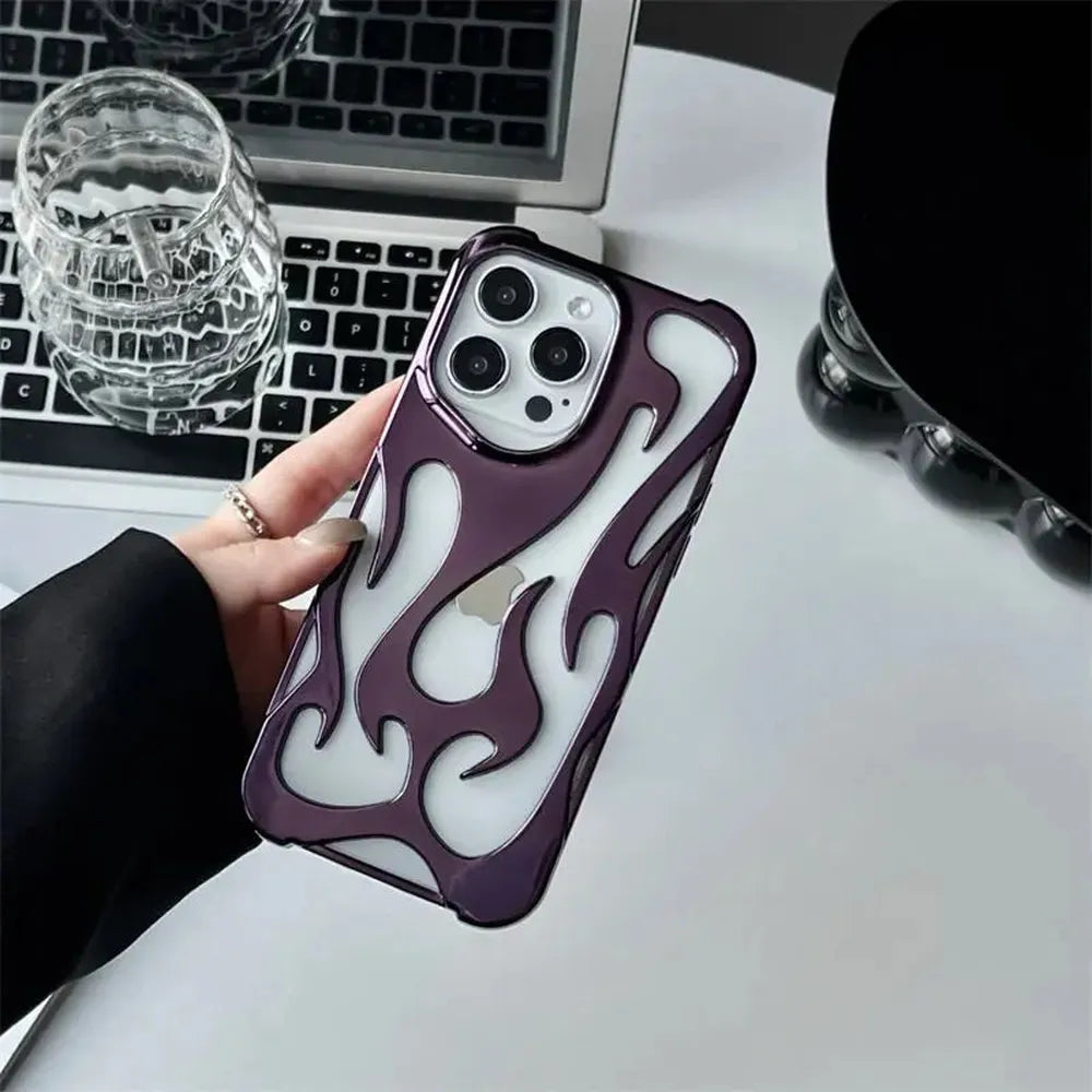 Flame-Patterned Vented iPhone Case with Shock Absorption and Heat Dissipation for iPhone 13, 14, 15, 16, 17, Air, Pro, Pro Max Models | Thomler