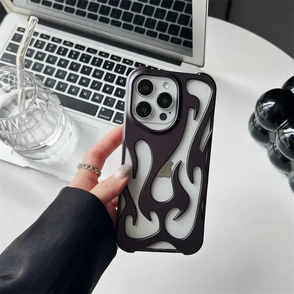 Flame-Patterned Vented iPhone Case with Shock Absorption and Heat Dissipation for iPhone 13, 14, 15, 16, 17, Air, Pro, Pro Max Models | Thomler