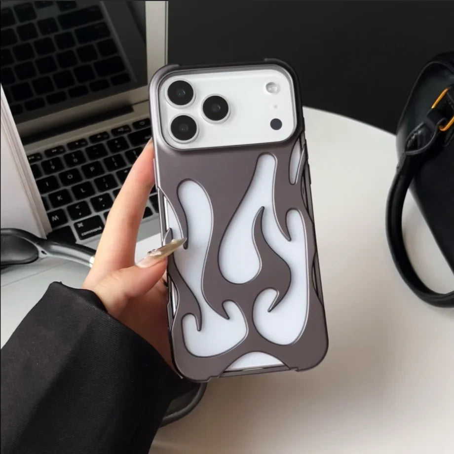 Flame-Patterned Vented iPhone Case with Shock Absorption and Heat Dissipation for iPhone 13, 14, 15, 16, 17, Air, Pro, Pro Max Models | Thomler