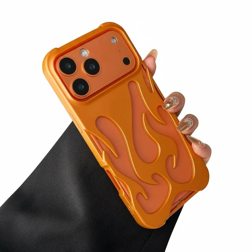 Flame-Patterned Vented iPhone Case with Shock Absorption and Heat Dissipation for iPhone 13, 14, 15, 16, 17, Air, Pro, Pro Max Models | Thomler