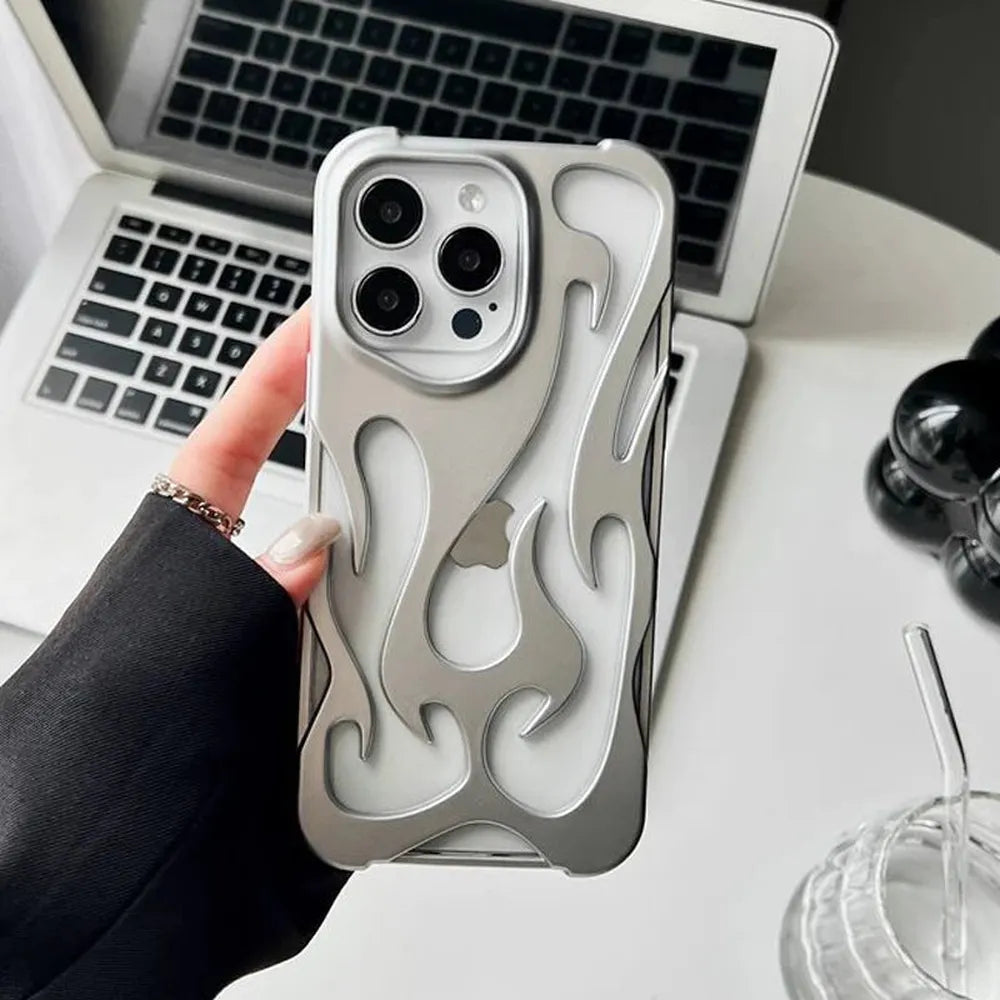 Flame-Patterned Vented iPhone Case with Shock Absorption and Heat Dissipation for iPhone 13, 14, 15, 16, 17, Air, Pro, Pro Max Models | Thomler