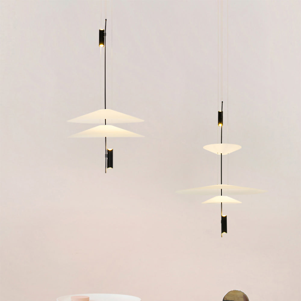 Pendant Light Metal 26 in White LED Ceiling Chandelier Indoor Dining Room Living Area Hanging Lamp | Thomler