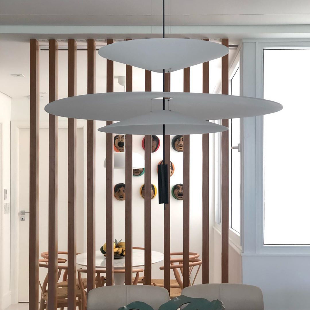 Pendant Light Metal 26 in White LED Ceiling Chandelier Indoor Dining Room Living Area Hanging Lamp | Thomler