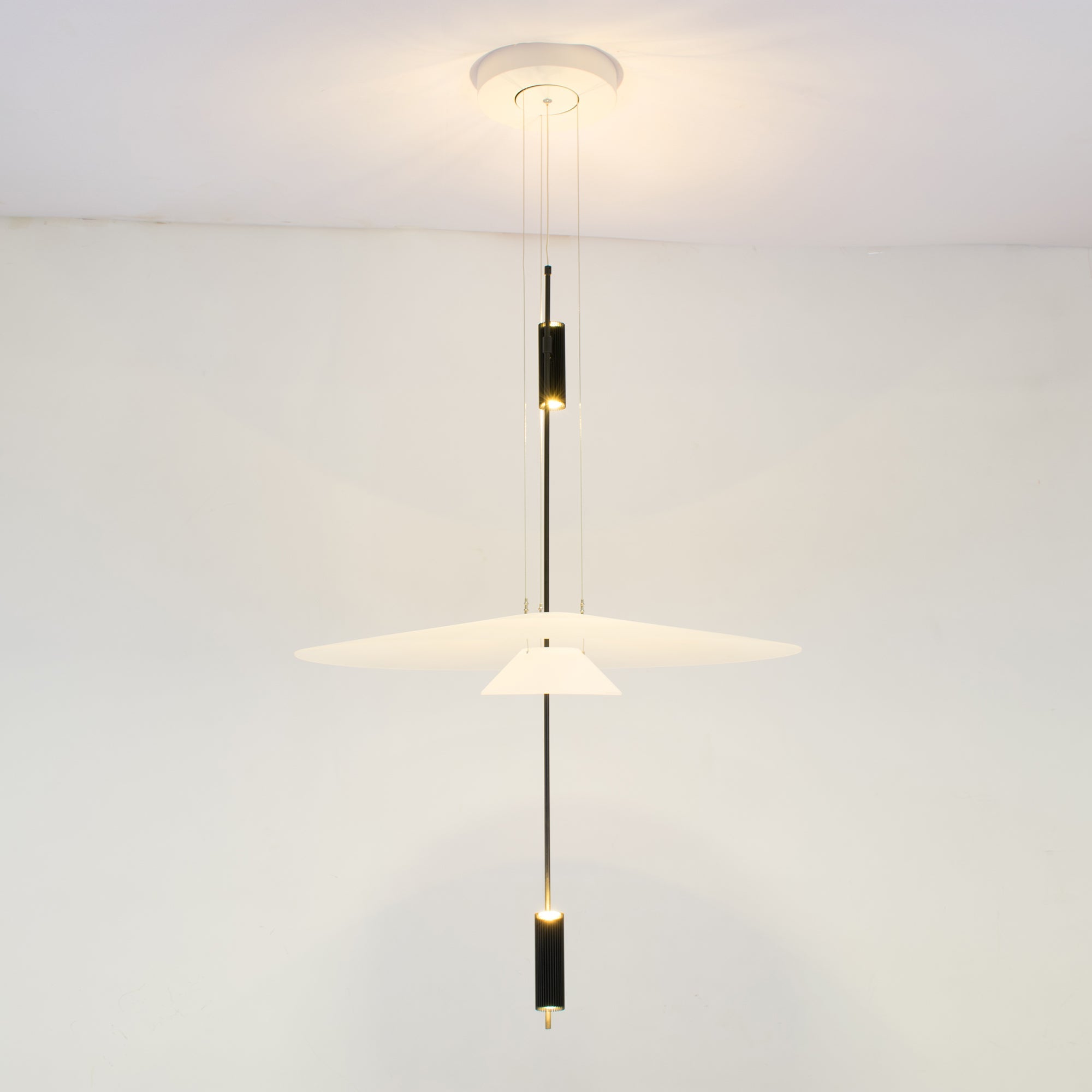 Pendant Light Metal 26 in White LED Ceiling Chandelier Indoor Dining Room Living Area Hanging Lamp | Thomler