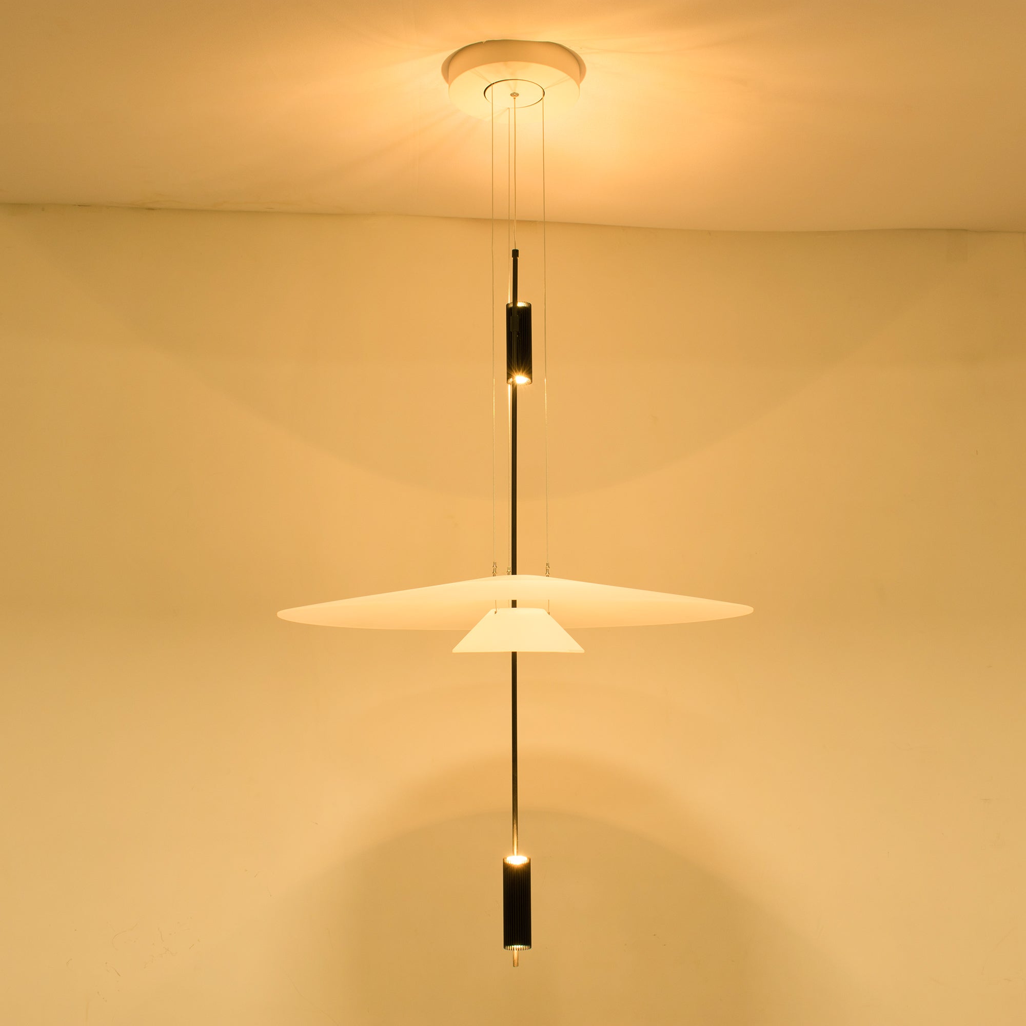 Pendant Light Metal 26 in White LED Ceiling Chandelier Indoor Dining Room Living Area Hanging Lamp | Thomler