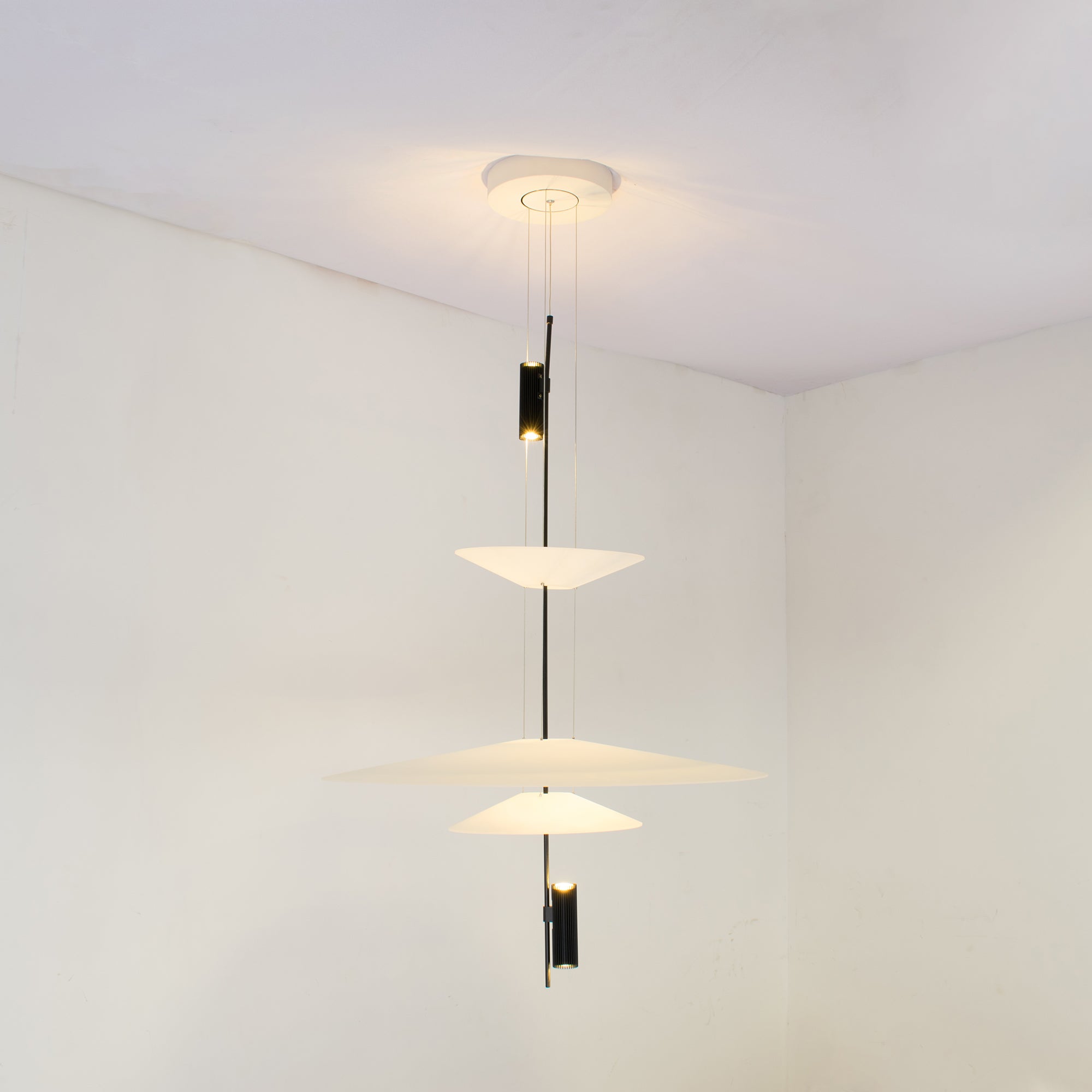 Pendant Light Metal 26 in White LED Ceiling Chandelier Indoor Dining Room Living Area Hanging Lamp | Thomler