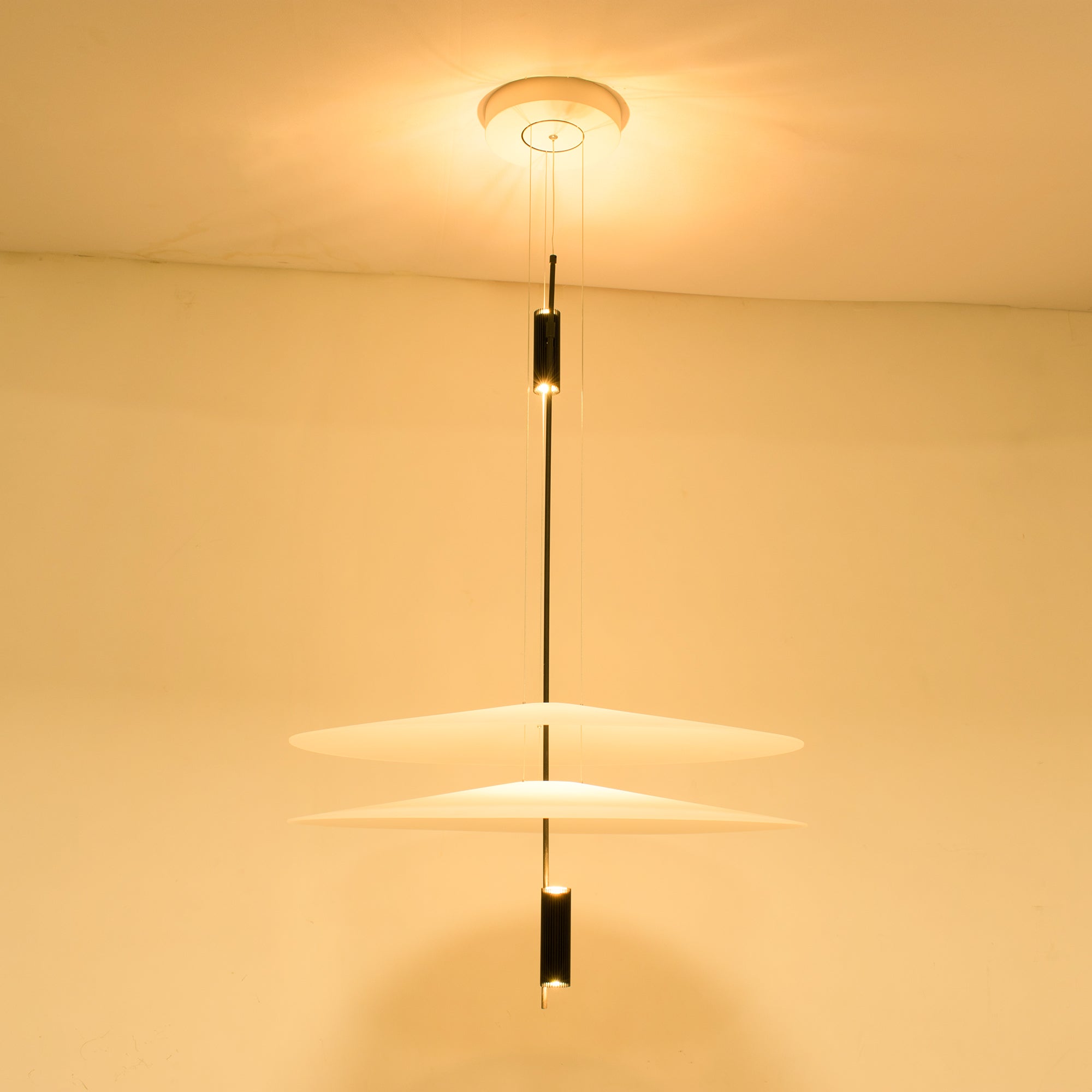 Pendant Light Metal 26 in White LED Ceiling Chandelier Indoor Dining Room Living Area Hanging Lamp | Thomler