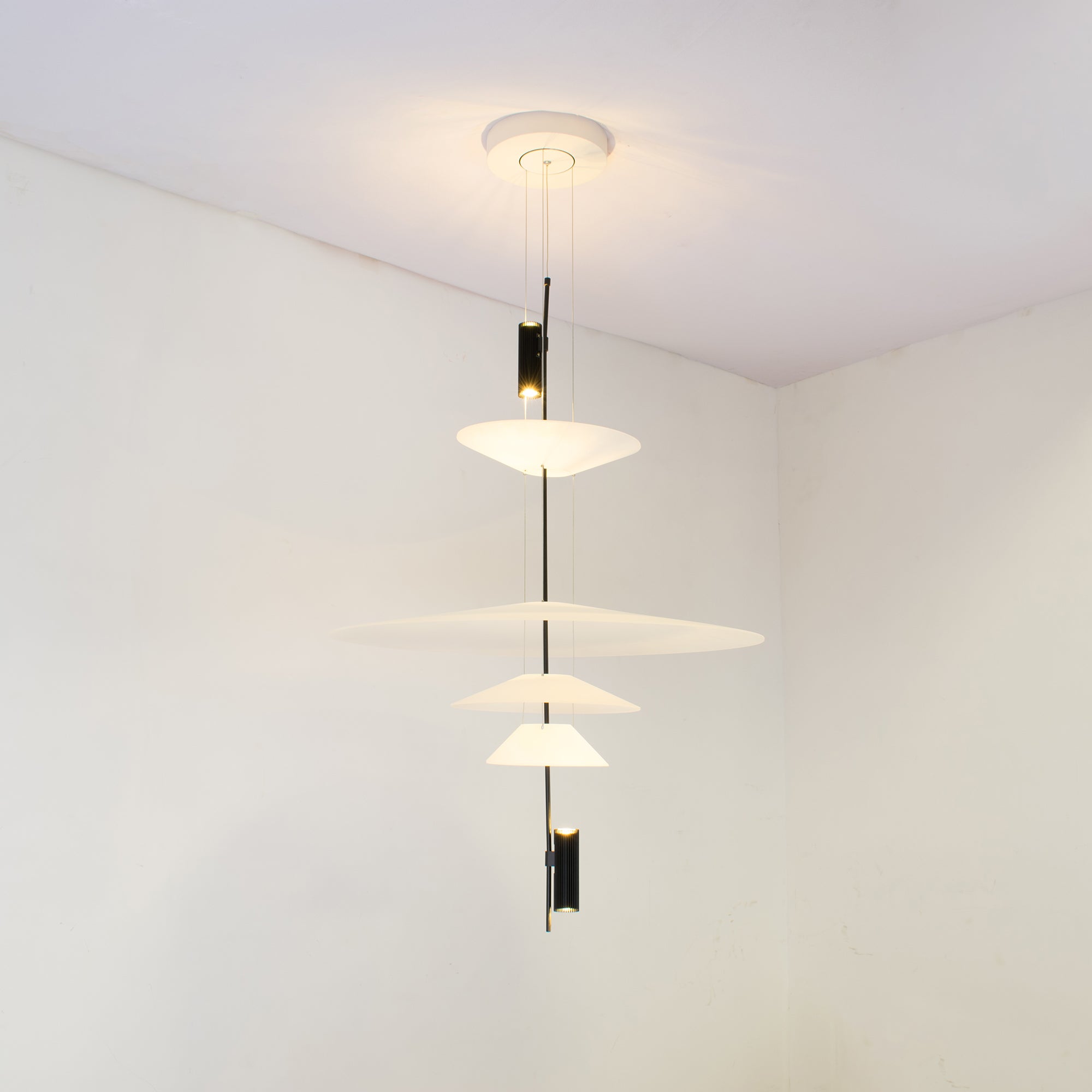 Pendant Light Metal 26 in White LED Ceiling Chandelier Indoor Dining Room Living Area Hanging Lamp | Thomler