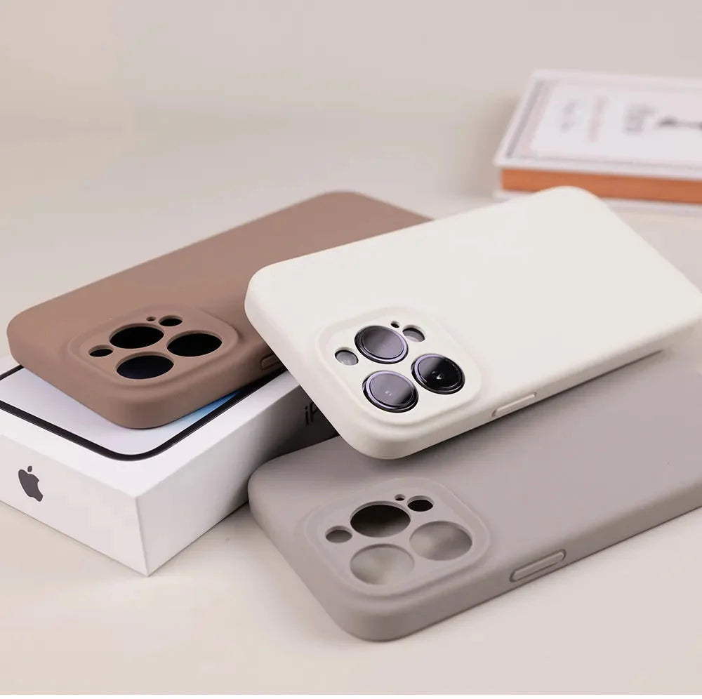 Silicone iPhone Case with Camera & Screen Protection for 14-17, Air, Pro, Max | Thomler