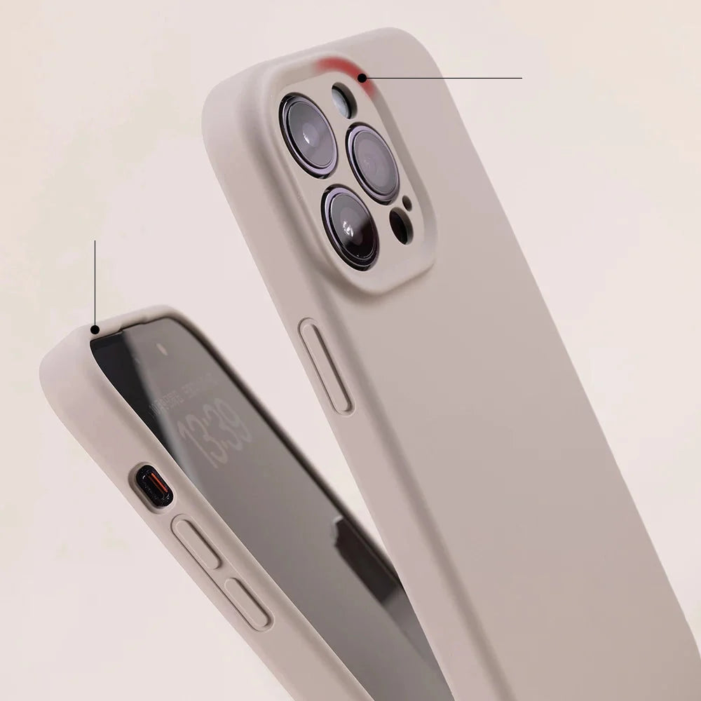 Silicone iPhone Case with Camera & Screen Protection for 14-17, Air, Pro, Max | Thomler