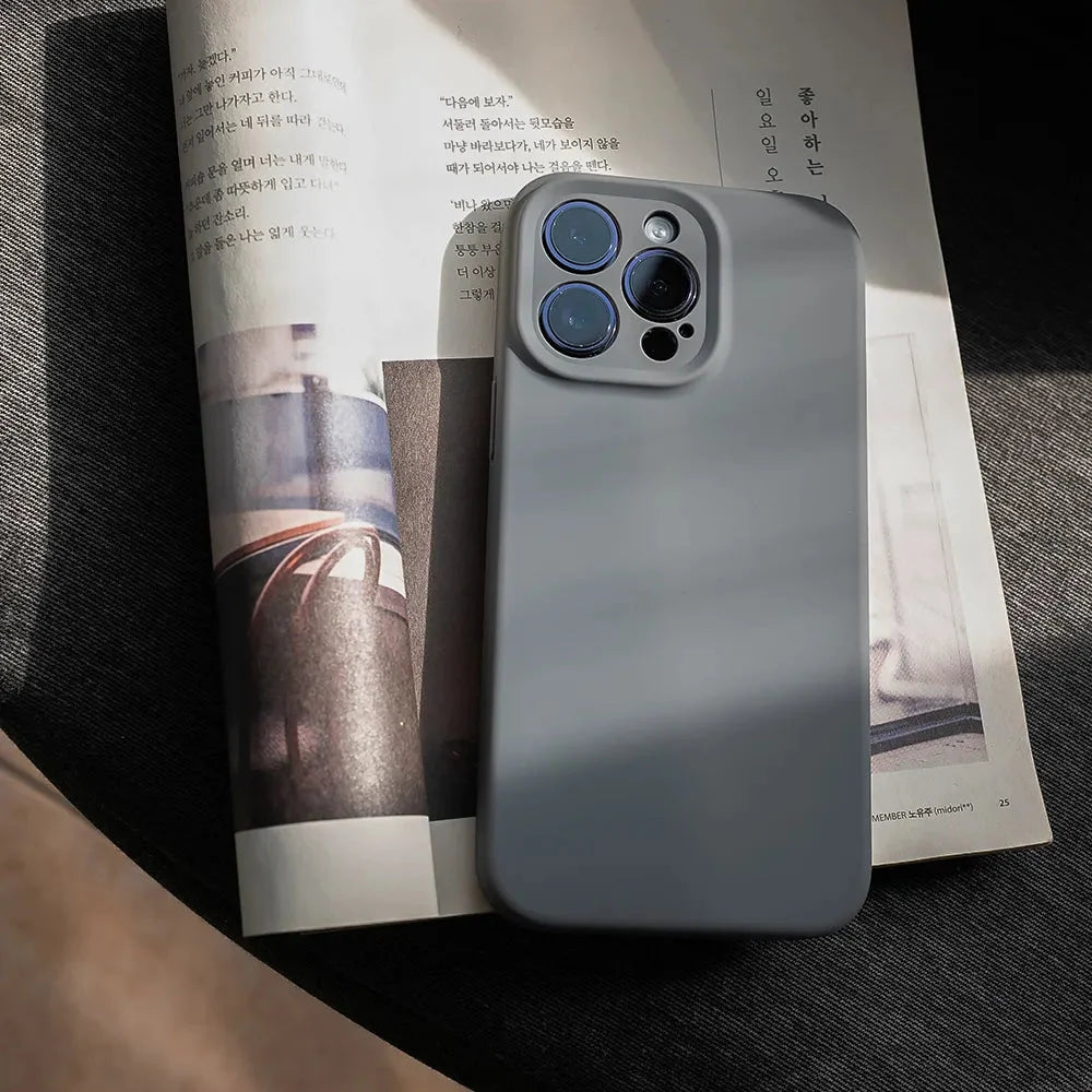 Silicone iPhone Case with Camera & Screen Protection for 14-17, Air, Pro, Max | Thomler
