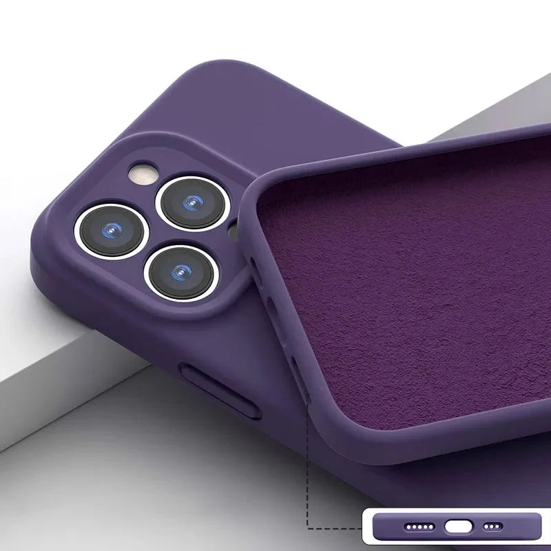 Silicone iPhone Case with Camera & Screen Protection for 14-17, Air, Pro, Max | Thomler
