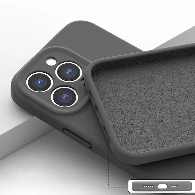 Silicone iPhone Case with Camera & Screen Protection for 14-17, Air, Pro, Max | Thomler
