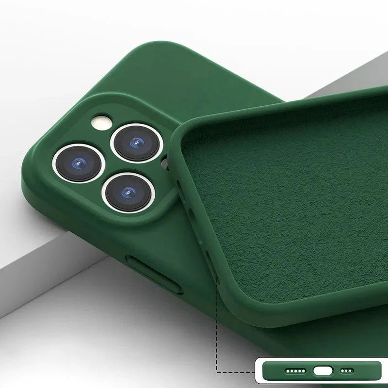 Silicone iPhone Case with Camera & Screen Protection for 14-17, Air, Pro, Max | Thomler