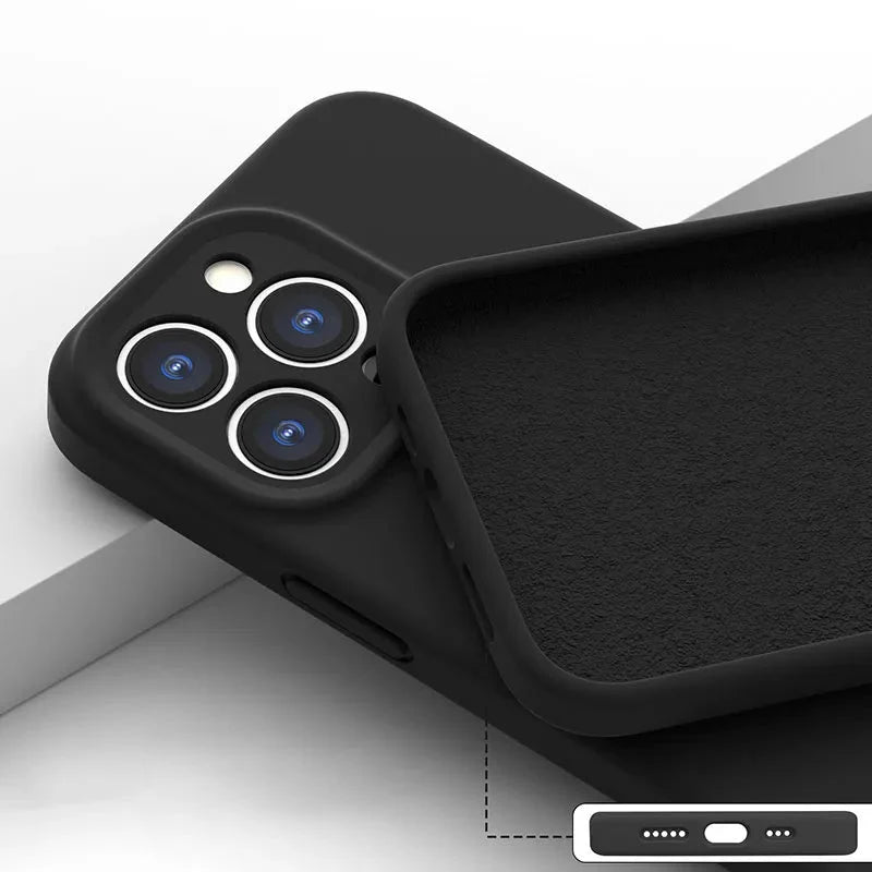 Silicone iPhone Case with Camera & Screen Protection for 14-17, Air, Pro, Max | Thomler