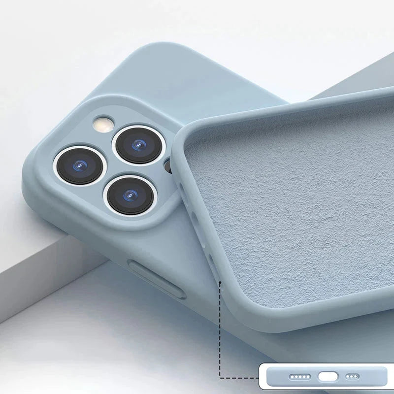 Silicone iPhone Case with Camera & Screen Protection for 14-17, Air, Pro, Max | Thomler