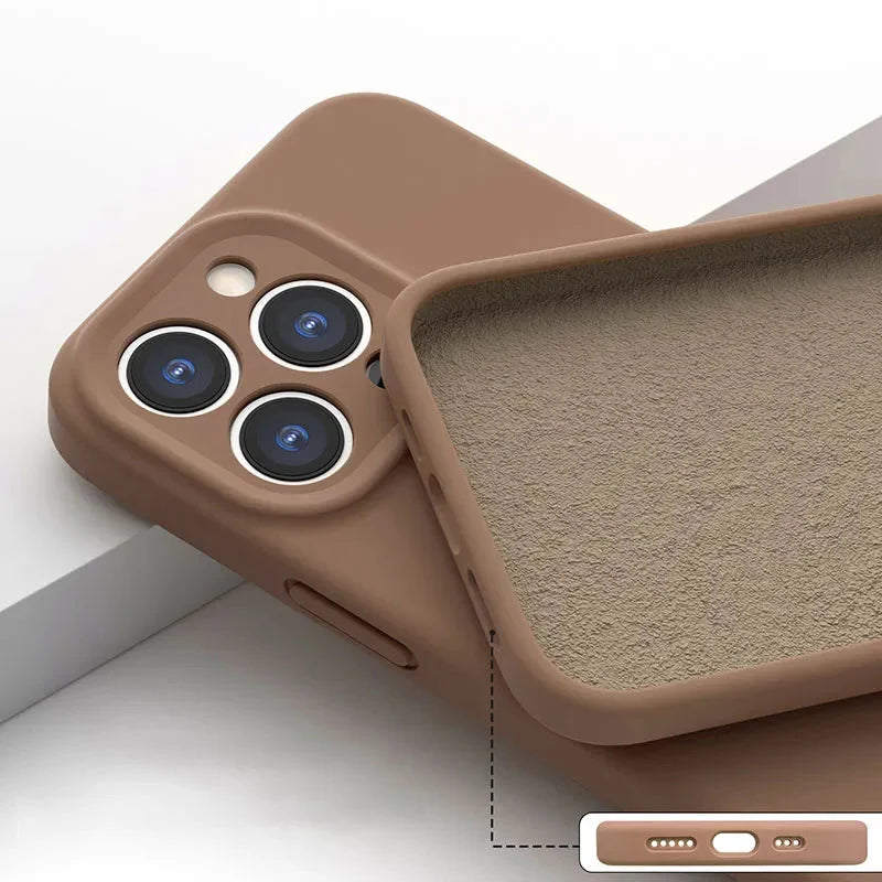Silicone iPhone Case with Camera & Screen Protection for 14-17, Air, Pro, Max | Thomler