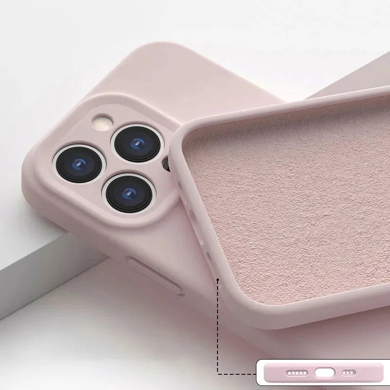 Silicone iPhone Case with Camera & Screen Protection for 14-17, Air, Pro, Max | Thomler