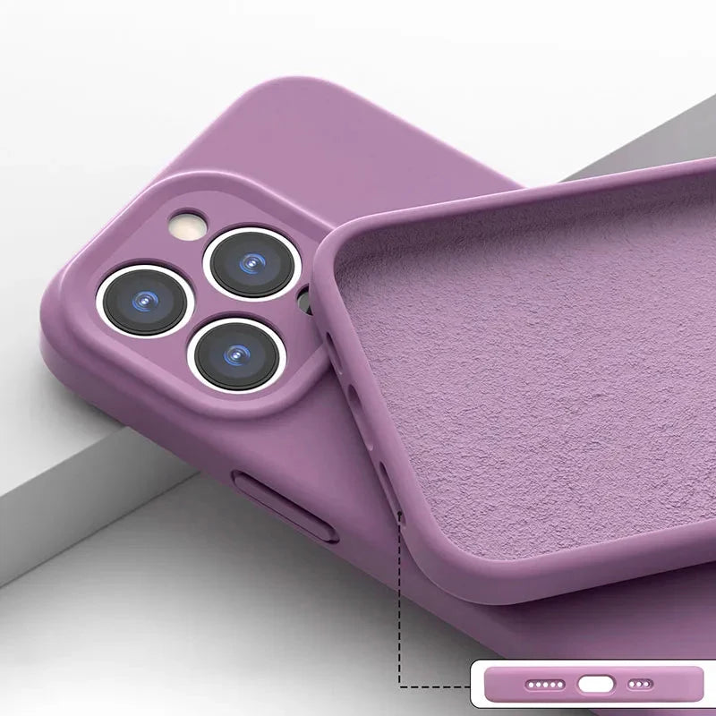 Silicone iPhone Case with Camera & Screen Protection for 14-17, Air, Pro, Max | Thomler