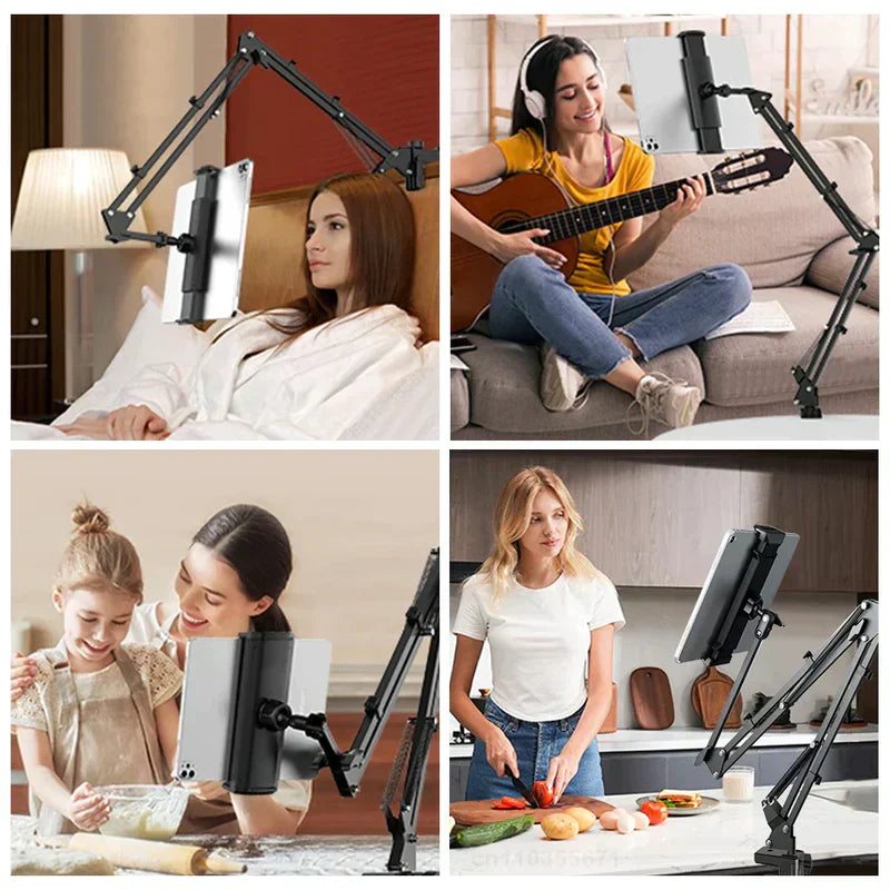 Adjustable Tablet Arm Stand with Full Rotation Mount for iPad & Tablets – Aluminum Desktop & Bedside Holder | Thomler