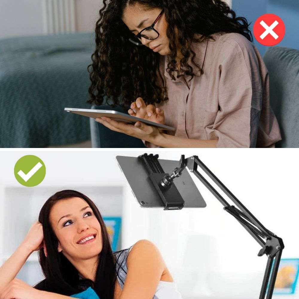 Adjustable Tablet Arm Stand with Full Rotation Mount for iPad & Tablets – Aluminum Desktop & Bedside Holder | Thomler