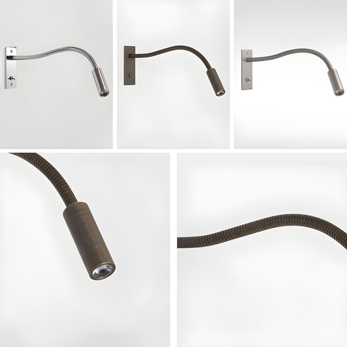 Wall Lamp Metal Flexible Gooseneck Integrated LED Black Bedroom Reading Task Light Modern Bedside Lighting | Thomler