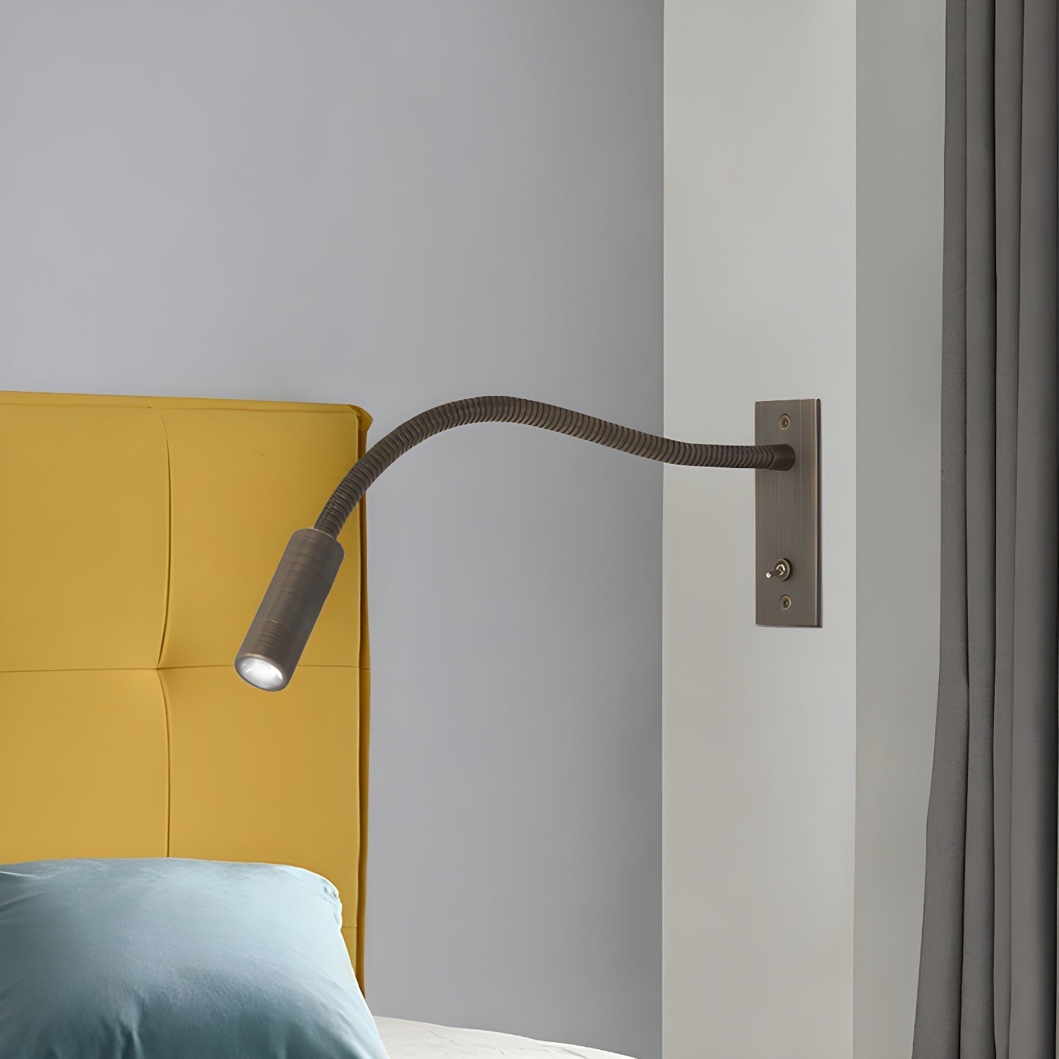 Wall Lamp Metal Flexible Gooseneck Integrated LED Black Bedroom Reading Task Light Modern Bedside Lighting | Thomler